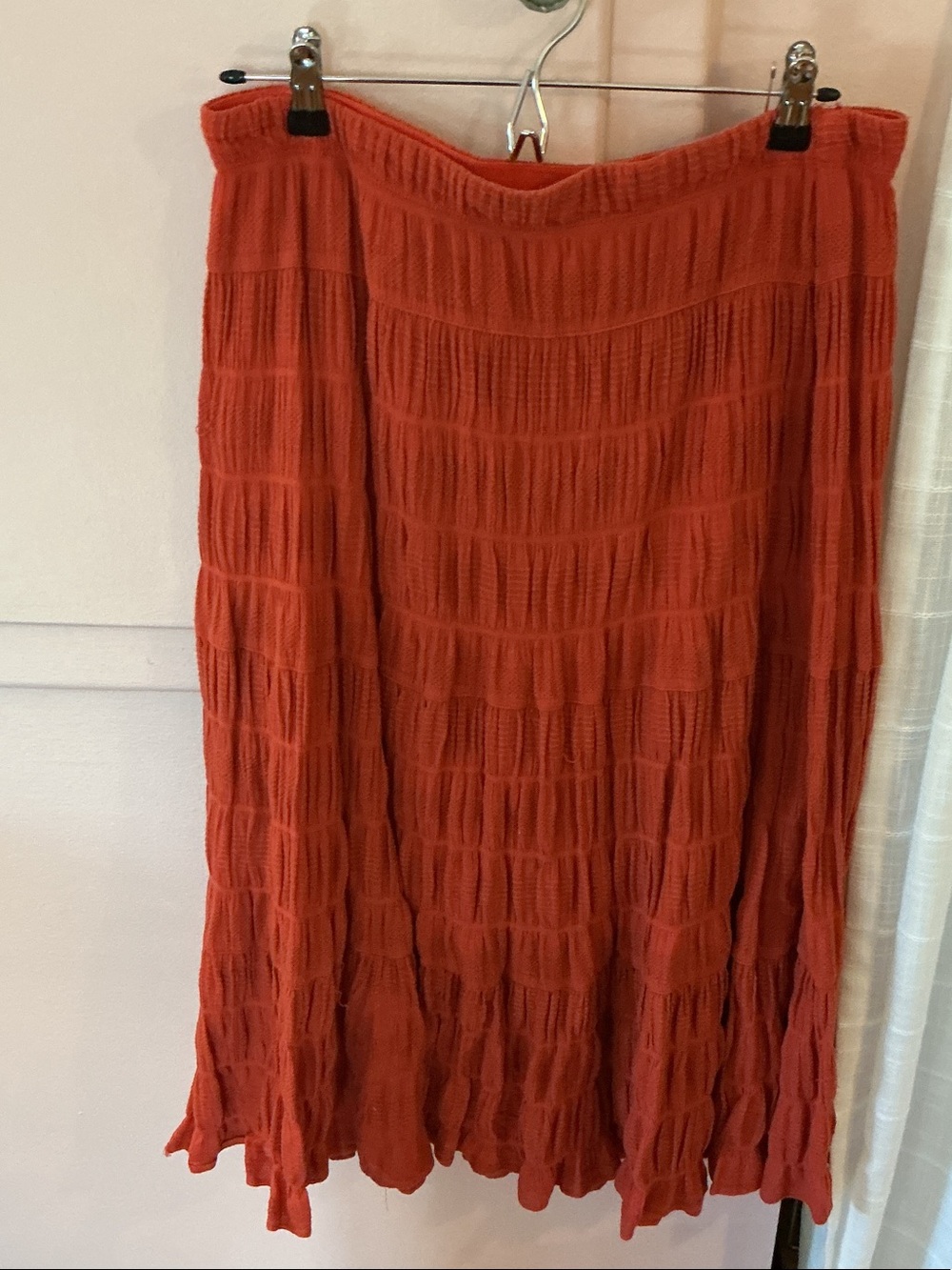 Max Studio Rust Tiered Knit Maxi Skirt